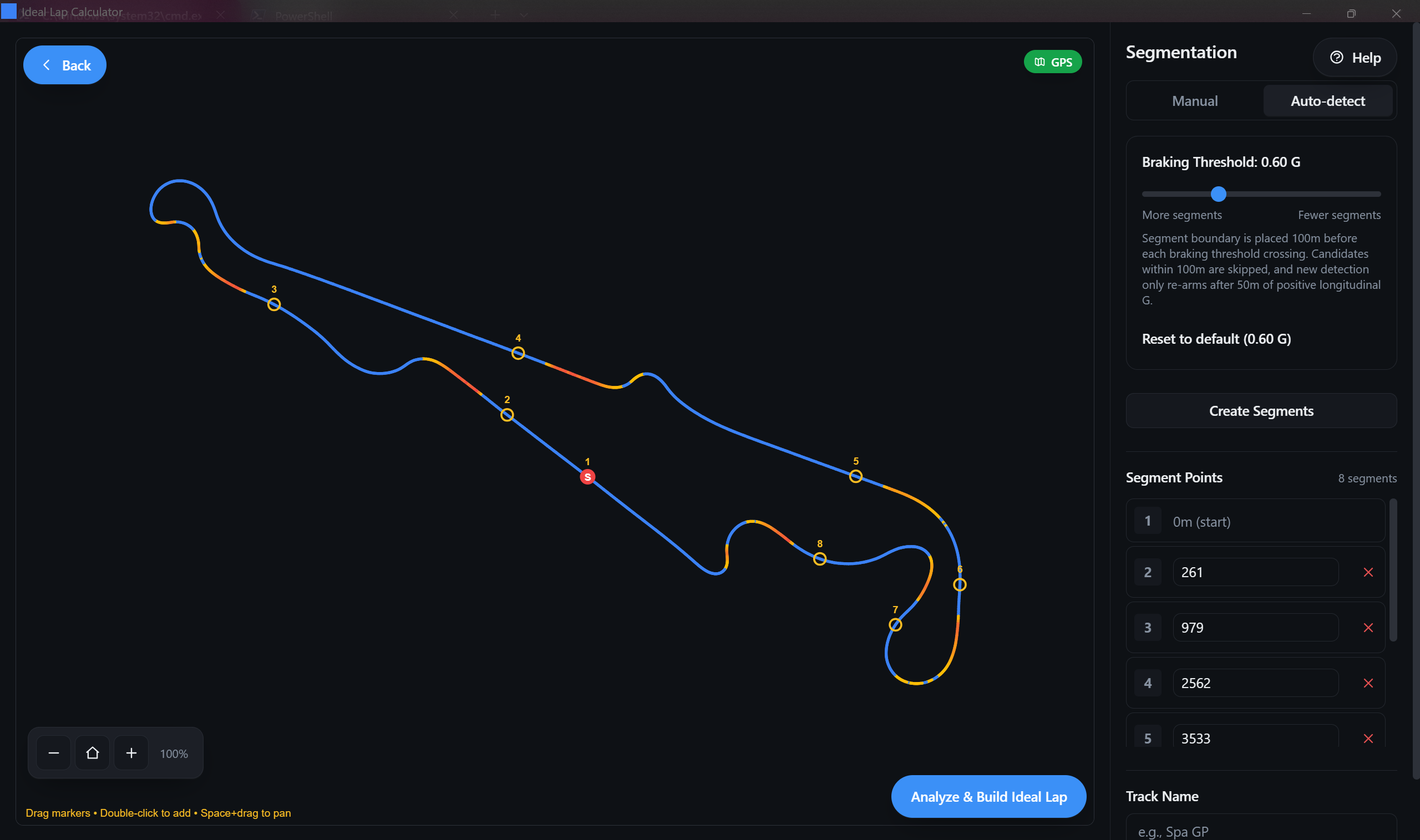 Segmentation and track editor screen