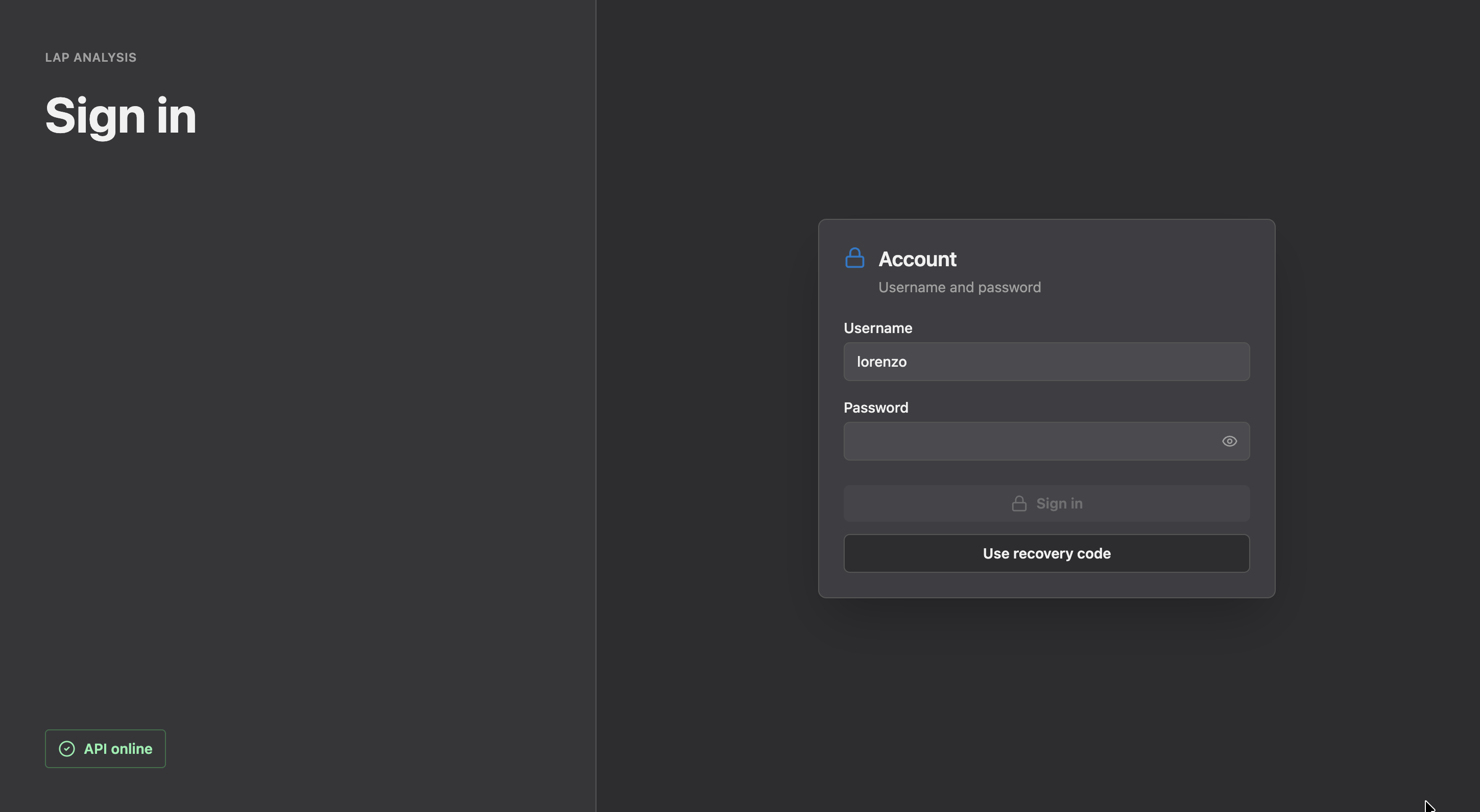 Reports web app sign-in screen for MSS Analysis.