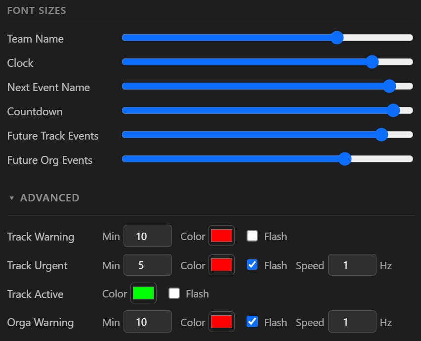 TimeTool advanced settings